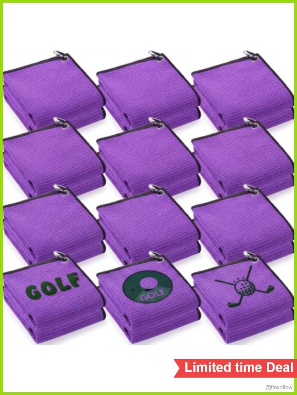 12 Pack Microfiber Golf Towels with Clip Waffle Absorbent Sports Towel